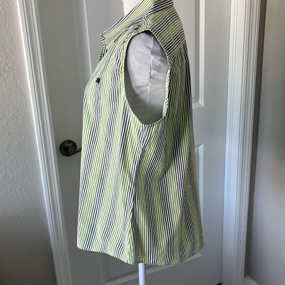 Lilly Pulitzer Vintage Striped Sleeveless Blouse Embroidered Palm Tree SZ 12 - Picture 4 of 7